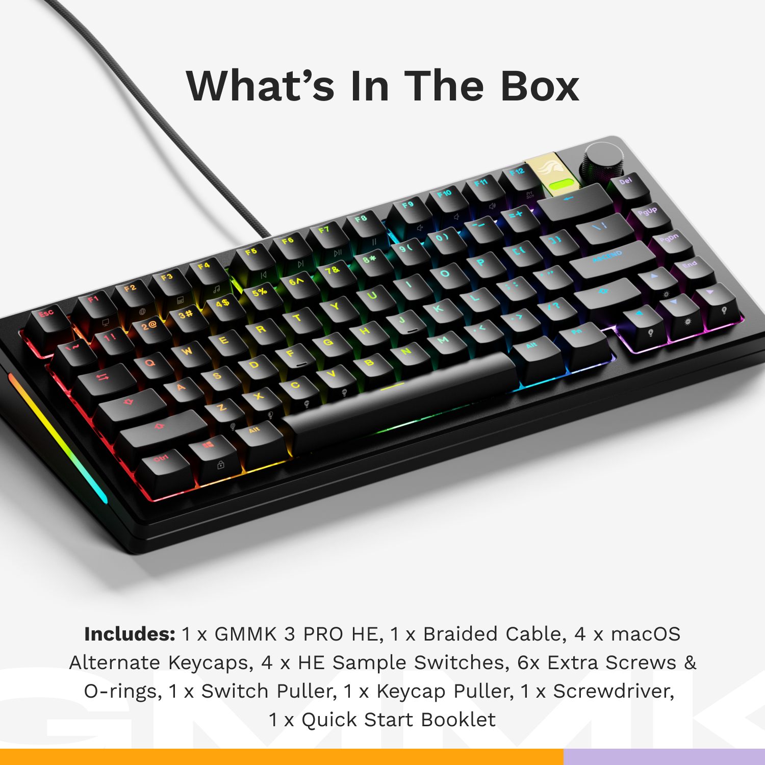 A large marketing image providing additional information about the product Glorious GMMK 3 Pro HE 75% Mechanical Keyboard - Black (Prebuilt) - Additional alt info not provided